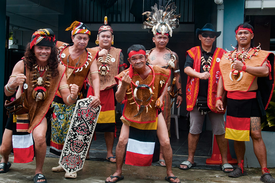 Iban performers in traditional attire